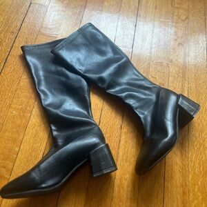 SHEIN Black Heeled Leather Boots